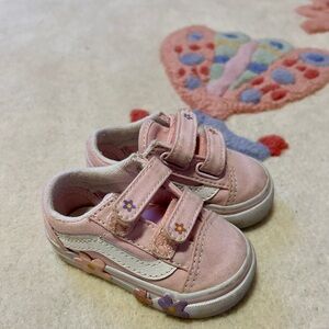 Pink floral Vans, size 3 little kid